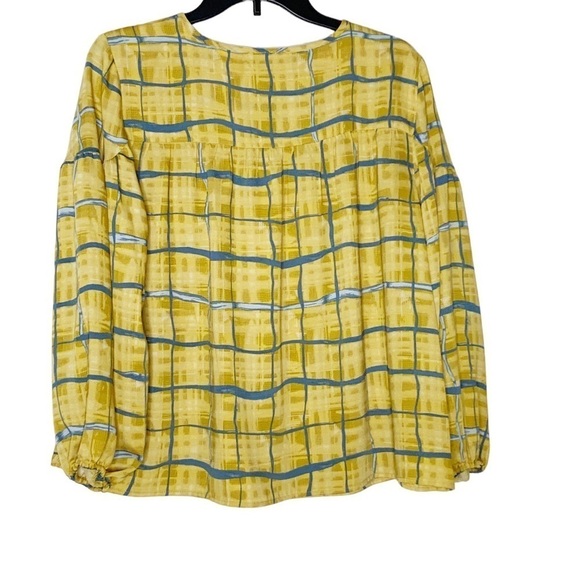 RAFAELLA yellow blouse with front tie and long sleeves. Size SP - Picture 2 of 7
